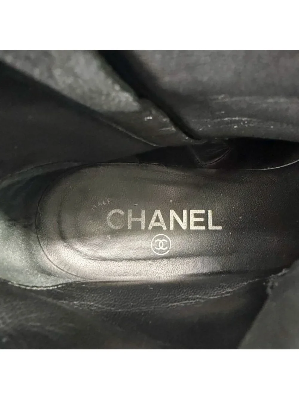 Chanel Black Suede Cap Toe CC Ankle Moto Boots Size 37.5 US 6.5–7 Women's